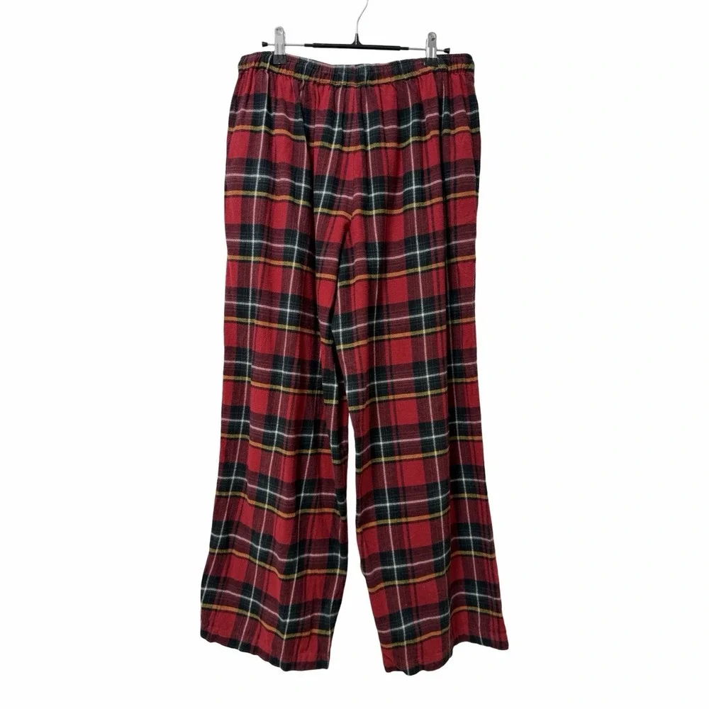 Skims Womens Plaid Flannel Sleep Pajamas Set Size L Red Cozy Comfy Loungewear